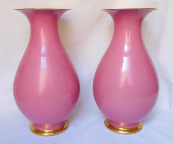 Pair of tall Paris porcelain potiches / vases, Napoleon III production - 38cm