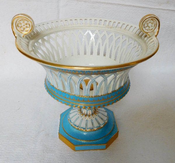 Sevres porcelain S67 (year 1867) : blue porcelain planter cup / jardiniere