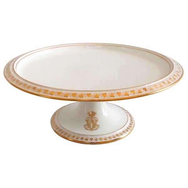 Manufacture de Sèvres, service des Princes : plat de présentation en porcelaine, couronne de Comte