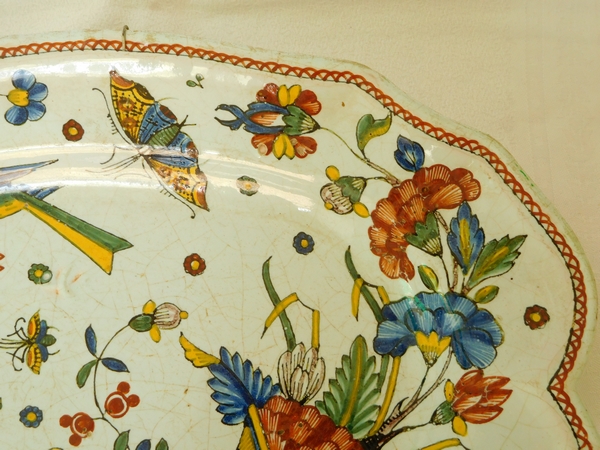 Rouen earthenware ovale dish, 18th century