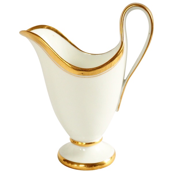 Halley - pot à lait d'époque Empire en porcelaine de Paris blanche et or vers 1805