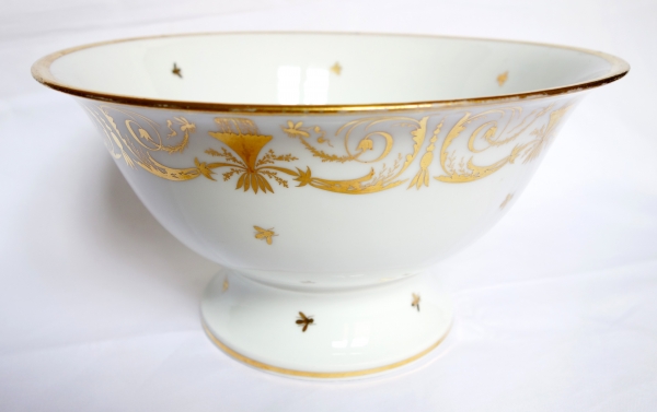Manufacture de Locré - saladier d'époque Consulat ou Empire en porcelaine dorée