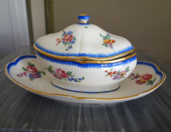 Sevres Manufacture : Louis XVI porcelain sugar pot or gravy boat - signed, dated 1777