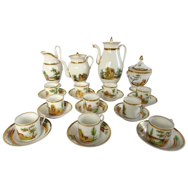 Empire Paris porcelain coffee set for 10 people - 19th century circa 1820