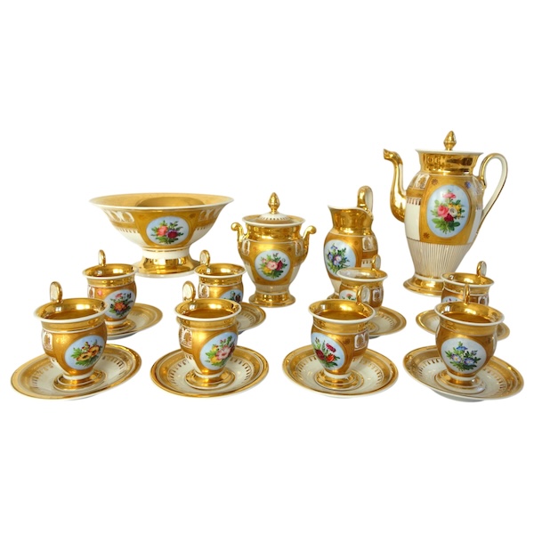 Empire Paris porcelain coffee set for 8 guests, Empire period, early 19th century - 12 pieces