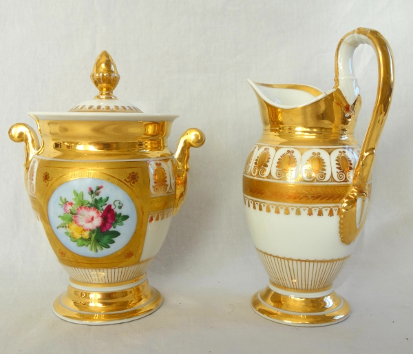 Empire Paris porcelain coffee set for 8 guests, Empire period, early 19th century - 12 pieces