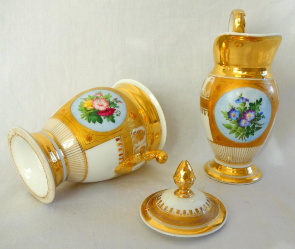 Empire Paris porcelain coffee set for 8 guests, Empire period, early 19th century - 12 pieces