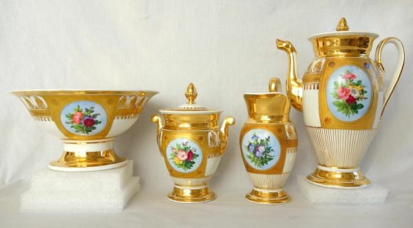 Empire Paris porcelain coffee set for 8 guests, Empire period, early 19th century - 12 pieces