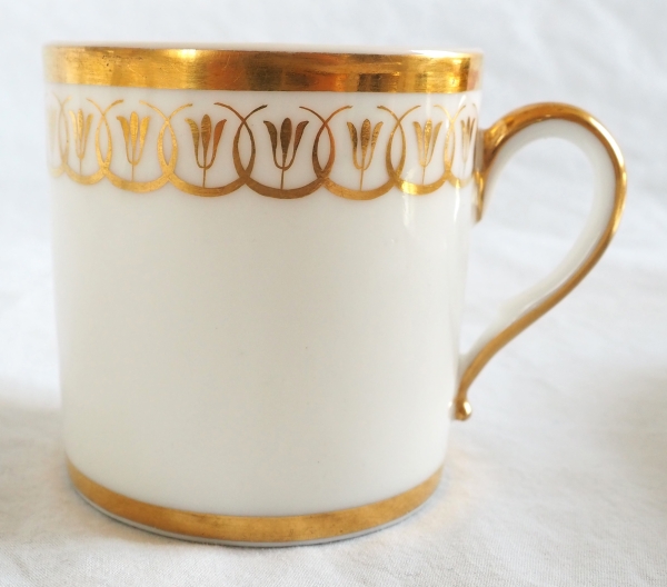 Nast : service à café d’époque Empire en porcelaine de Paris blanche et or - 12 personnes