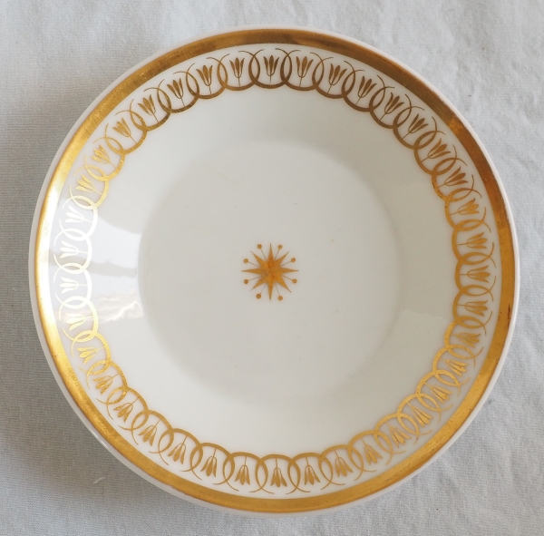 Nast : service à café d’époque Empire en porcelaine de Paris blanche et or - 12 personnes