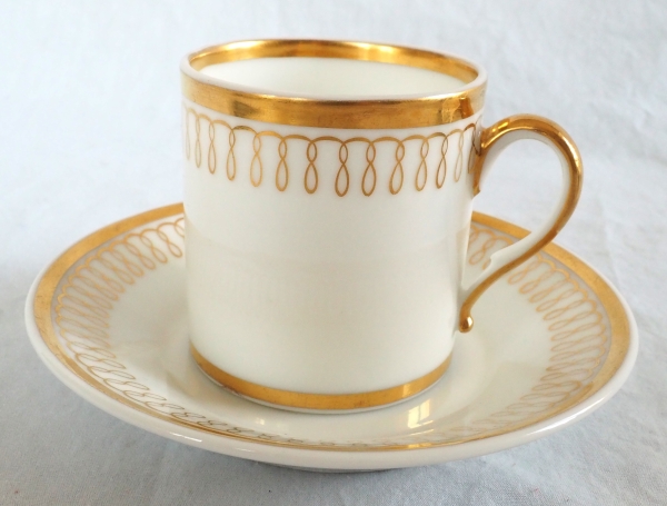 Nast : service à café d’époque Empire en porcelaine de Paris blanche et or - 12 personnes