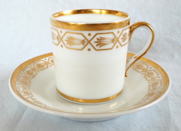 Nast : service à café d’époque Empire en porcelaine de Paris blanche et or - 12 personnes