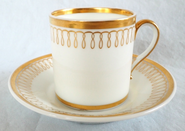Nast : service à café d’époque Empire en porcelaine de Paris blanche et or - 12 personnes