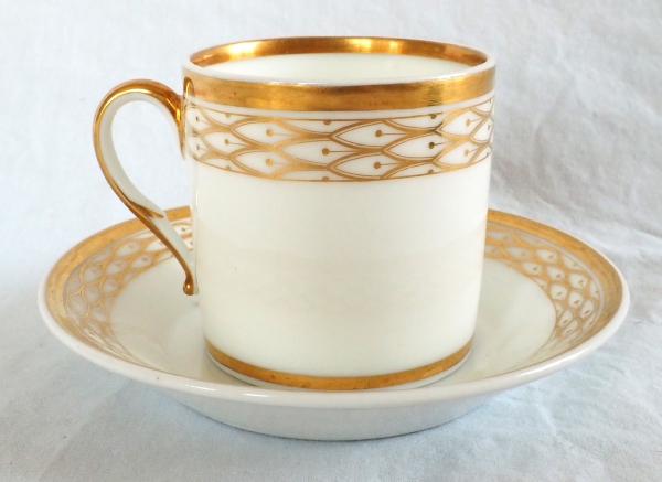 Nast : service à café d’époque Empire en porcelaine de Paris blanche et or - 12 personnes