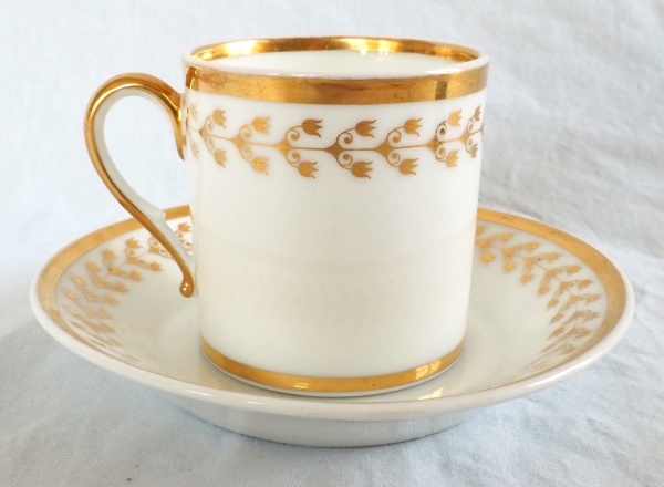 Nast : service à café d’époque Empire en porcelaine de Paris blanche et or - 12 personnes