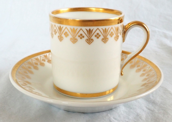 Nast : service à café d’époque Empire en porcelaine de Paris blanche et or - 12 personnes