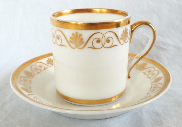 Nast : service à café d’époque Empire en porcelaine de Paris blanche et or - 12 personnes