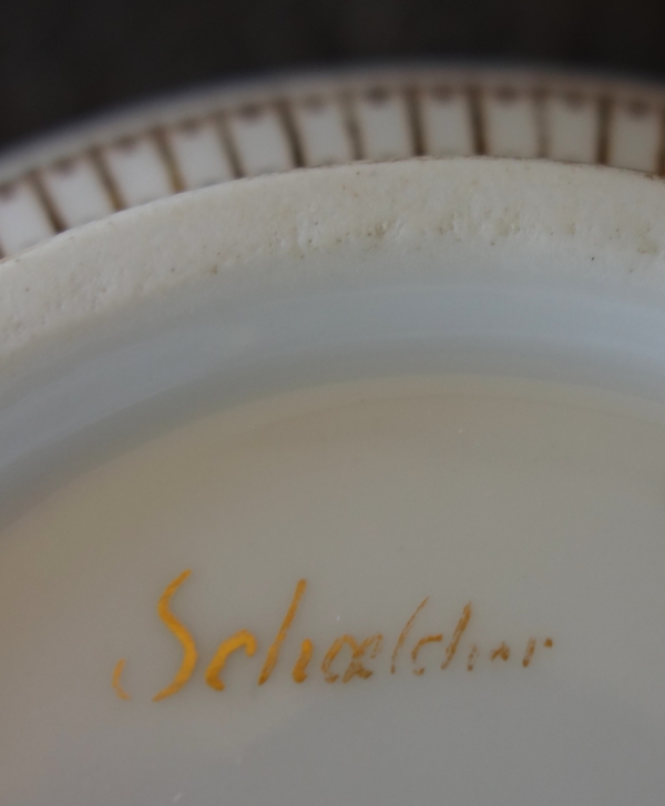 Manufacture Schoelcher : sucrier Empire en porcelaine de Paris, époque Charles X - signé