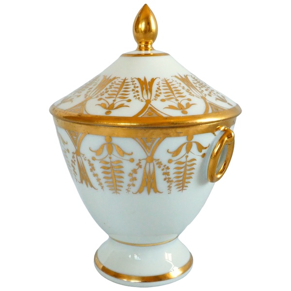Empire Paris porcelain sugar pot attributed to Locre Manufacture