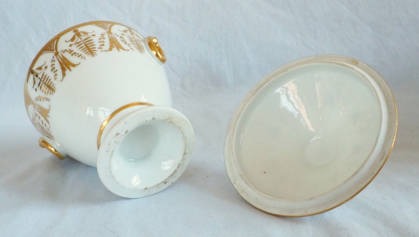 Empire Paris porcelain sugar pot attributed to Locre Manufacture