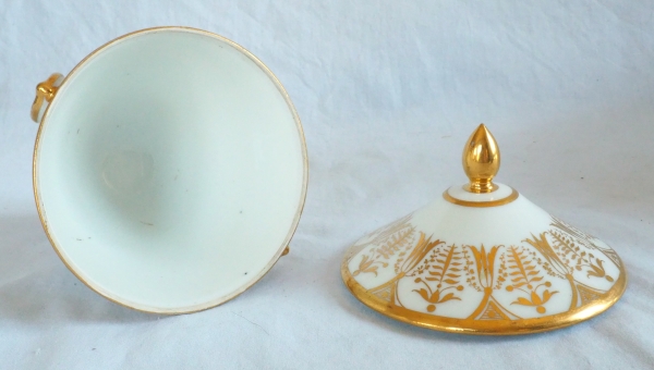 Empire Paris porcelain sugar pot attributed to Locre Manufacture