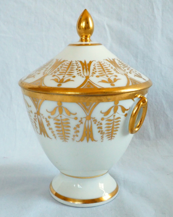 Empire Paris porcelain sugar pot attributed to Locre Manufacture