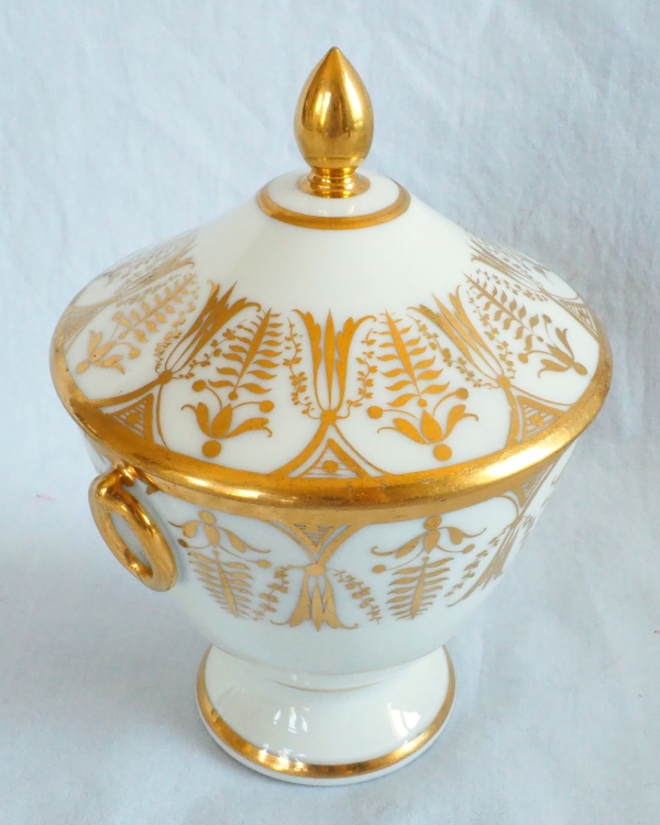 Empire Paris porcelain sugar pot attributed to Locre Manufacture