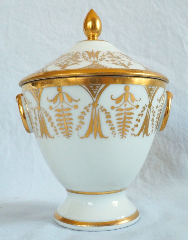 Empire Paris porcelain sugar pot attributed to Locre Manufacture