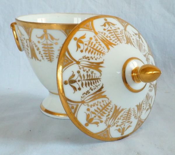 Empire Paris porcelain sugar pot attributed to Locre Manufacture