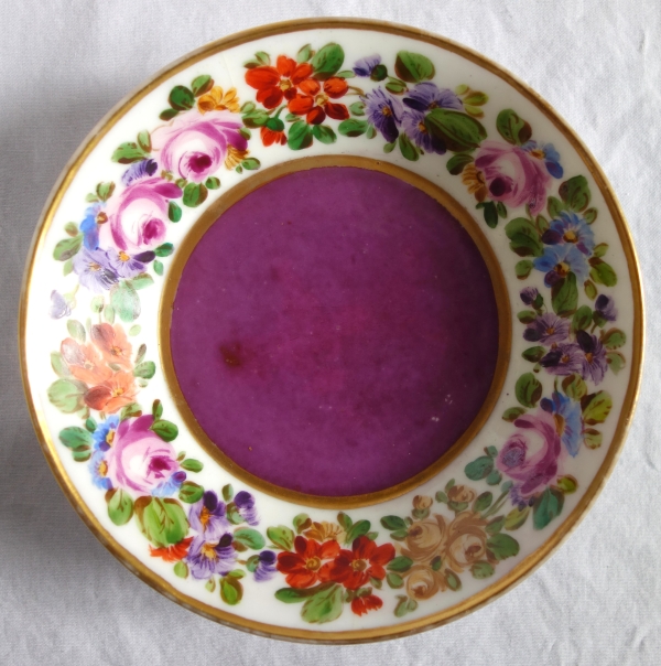 Paris porcelain litron-shaped coffee cup - polychromatic and gilt pattern - circa 1820