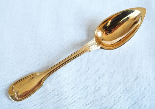 Grande tasse à petit déjeuner en porcelaine de Paris dorée or fin et sa cuillère en vermeil