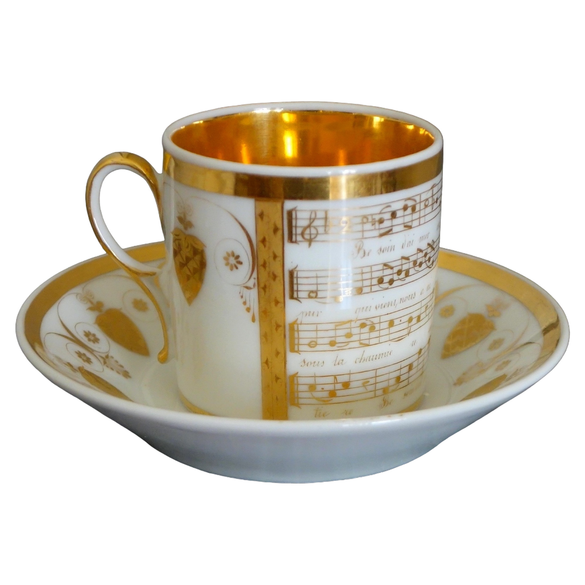 Empire porcelain coffee cup decorated with a score - early 19th century