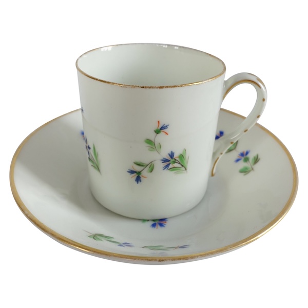 Tasse à café litron décor aux Barbeaux bleu filets or, porcelaine de Paris, fin XVIIIe - début XIXe