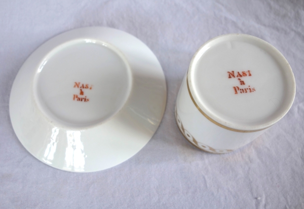 Nast Manufacture : Empire Paris porcelain coffee cup enhanced with fine gold - signed