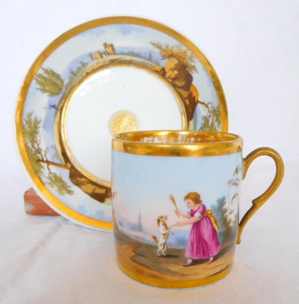 Empire Paris porcelain coffee cup, early 19th century production, Darte Frères manufacture