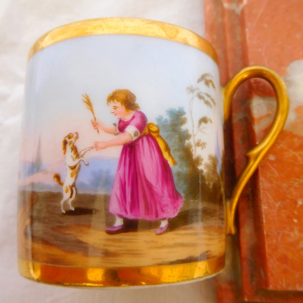 Empire Paris porcelain coffee cup, early 19th century production, Darte Frères manufacture