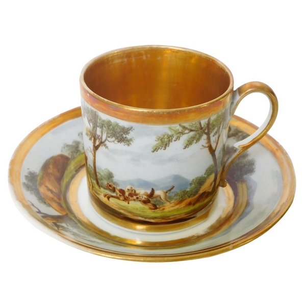 Paris porcelain coffee cup and its saucer, Empire period - early 19th century