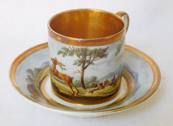 Paris porcelain coffee cup and its saucer, Empire period - early 19th century