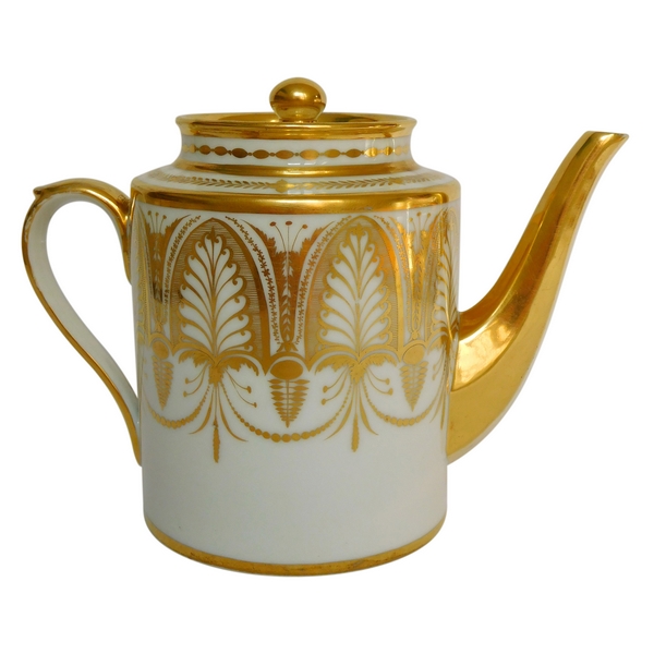 Paris porcelain milk jug, Empire production, decorated with gilt palm leaves