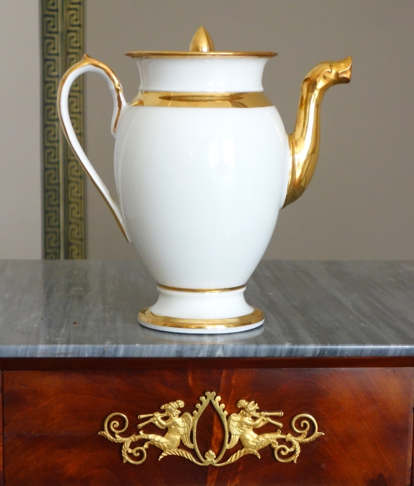 Deroche Manufacture : Empire Paris porcelain teapot or coffeepot - early 19th centurty