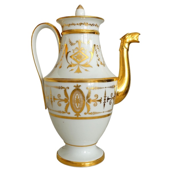 Halley Manufacture : tall Empire Paris porcelain teapot, early 19th century
