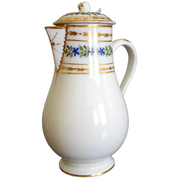 18th century Paris porcelain coffee pot attributed to Manufacture du Duc d'Angouleme