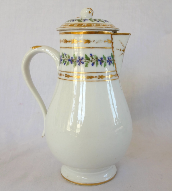 18th century Paris porcelain coffee pot attributed to Manufacture du Duc d'Angouleme