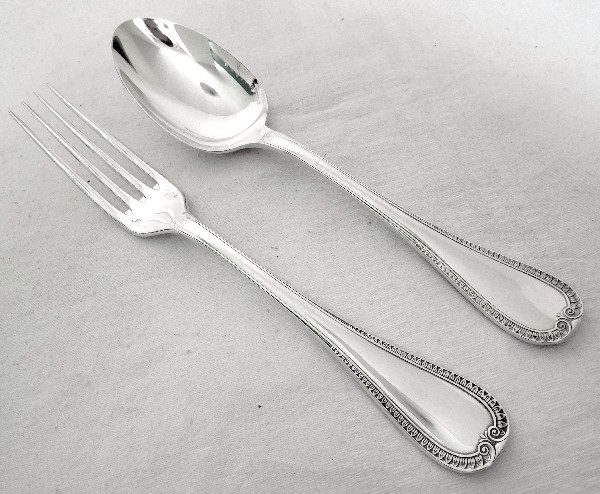 Christofle : silver plated dessert spoon, Malmaison pattern, new - sealed