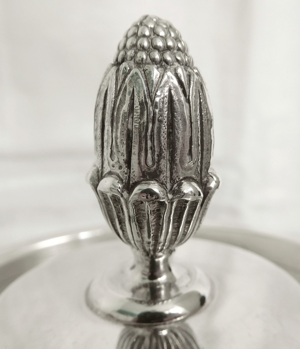 Verseuse, cafetière de style Empire en métal argenté Christofle, modèle Malmaison