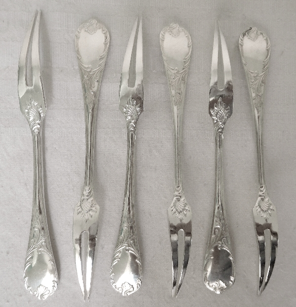 Christofle : silver plated snails fork, Marly pattern