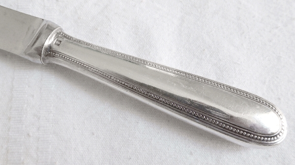 Couteau à beurre / tartineur en métal argenté, Christofle, modèle Perles
