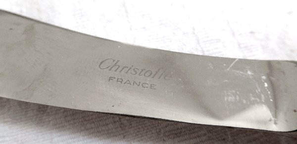 Christofle silver-plated butter knife, Perles pattern