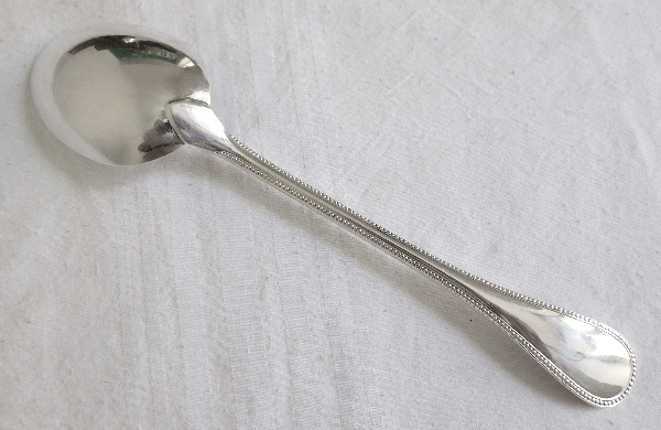 Christofle silver-plated serving spoon, Perles pattern