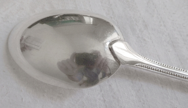 Christofle silver-plated serving spoon, Perles pattern